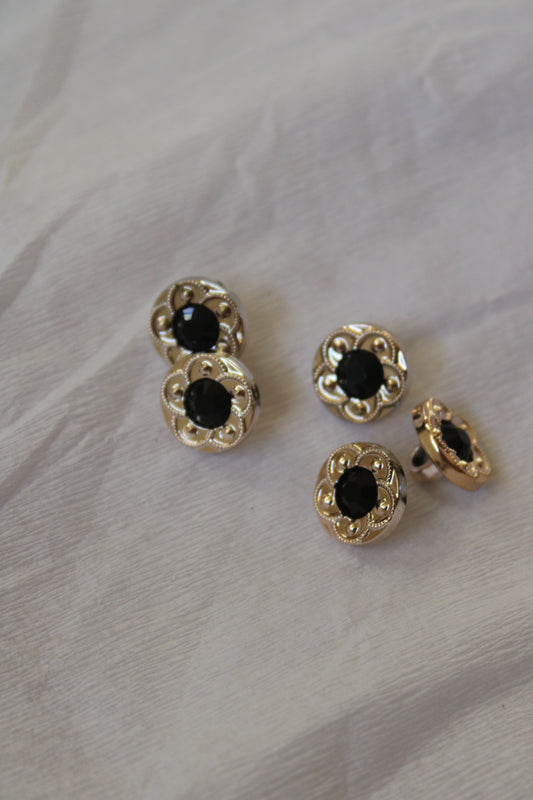 Knap 13 mm - sort imiteret guld